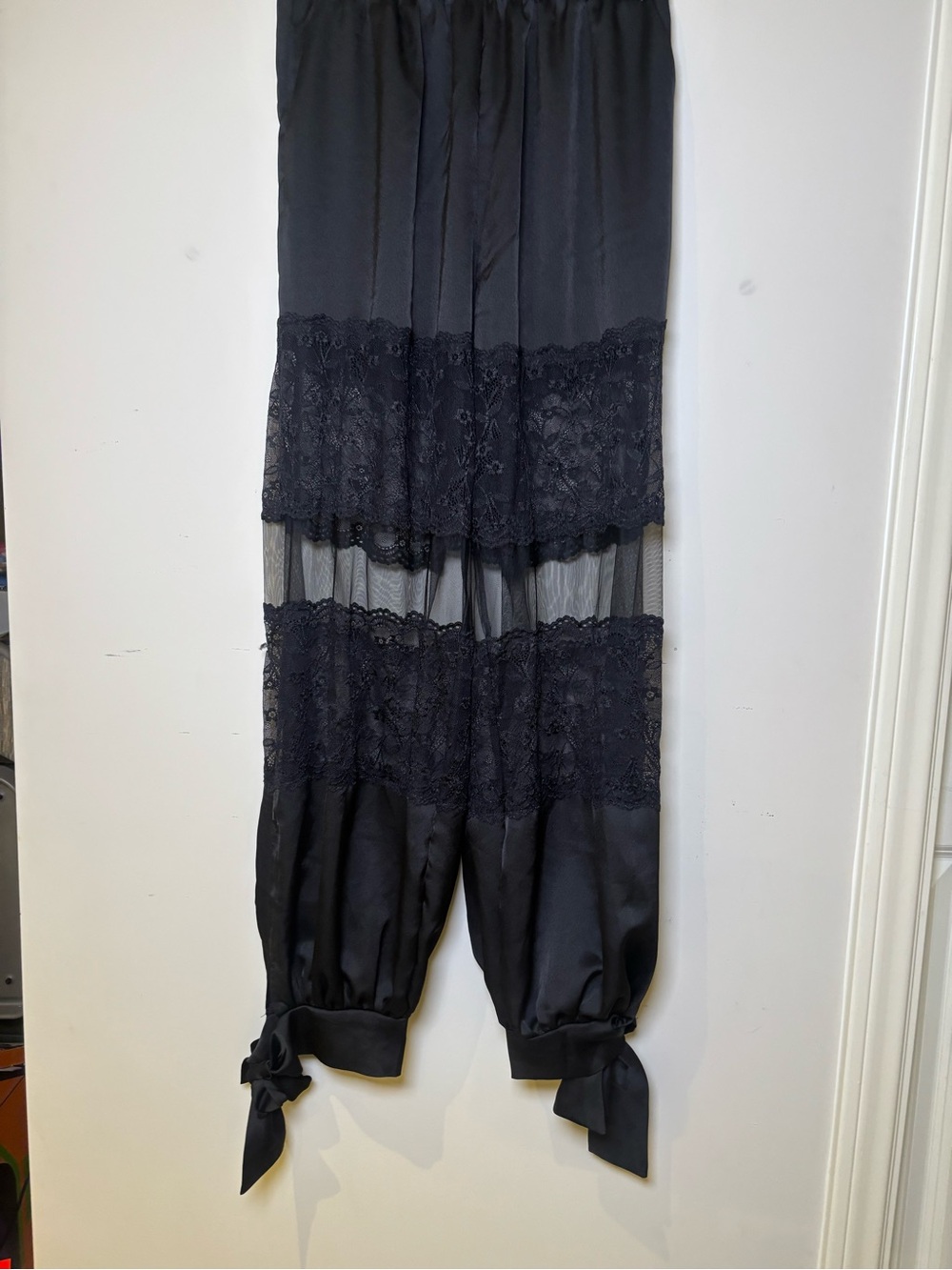 Fashion Nova Black Lace-Panel Cropped Jumpsuit Pants